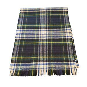 James Pringle 100% Wool Made in Scotland Dress Gordon Blue Green Tartan Scarf